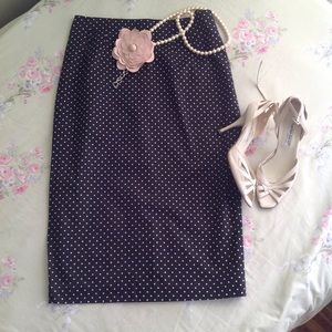 Polka dot midi pencil skirt. Pinup style skirt